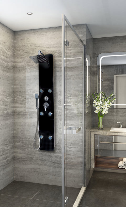 Duschpaneel 3 in 1 Duschsystem inkl. Regendusche und Massagedüsen schwarz