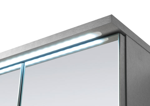 AILEENSTORE Spiegelschrank Badmöbel mit LED Beleuchtung DUO 100 cm B-WARE Grau