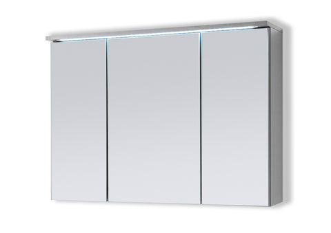 AILEENSTORE Spiegelschrank Badmöbel mit LED Beleuchtung DUO 100 cm B-WARE Grau
