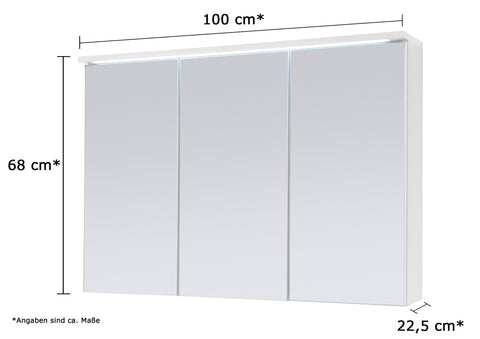 AILEENSTORE Spiegelschrank Badmöbel mit LED Beleuchtung DUO 100 cm B-WARE Weiß