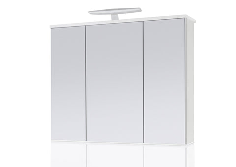 Aileenstore Spiegelschrank Elipsa 80 inkl. LED-Beleuchtung Badmöbel Badspiegel Weiß
